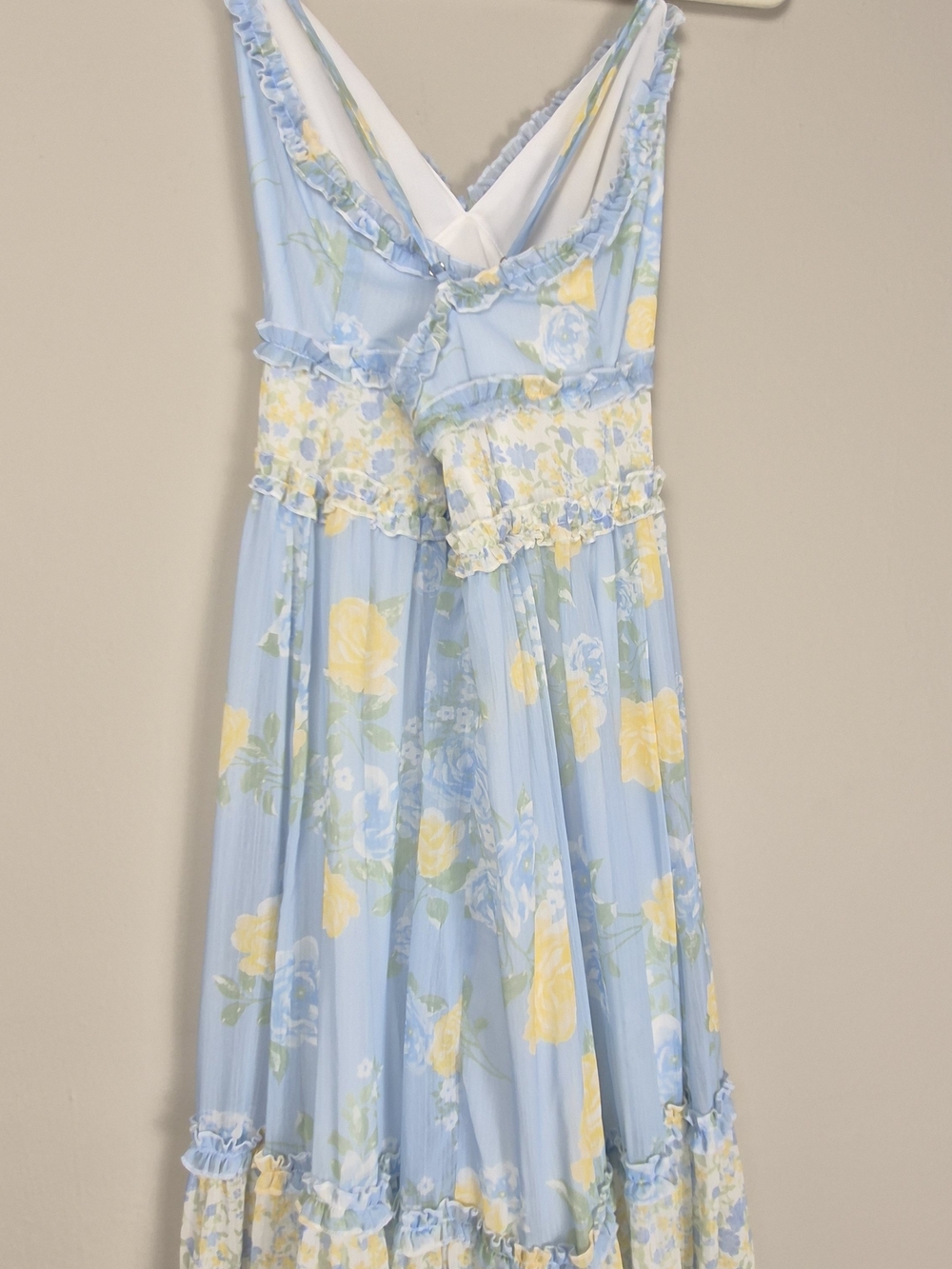 Altar'd State Floral Tiered Ruffle Maxi Dress Light Blue Cottagecore Coquette M - Picture 6 of 16